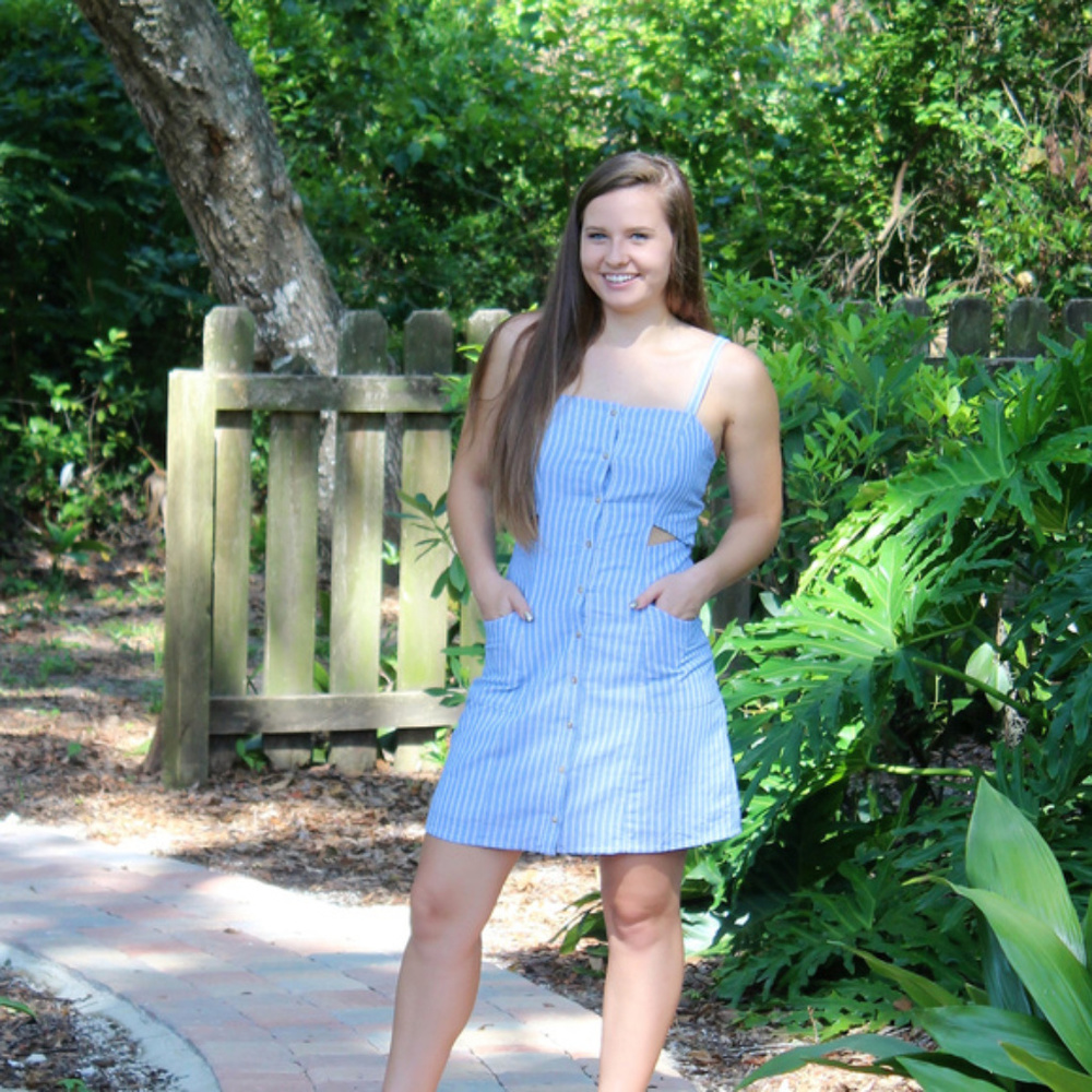 Demin Dress with Buttons, cutouts, and pockets